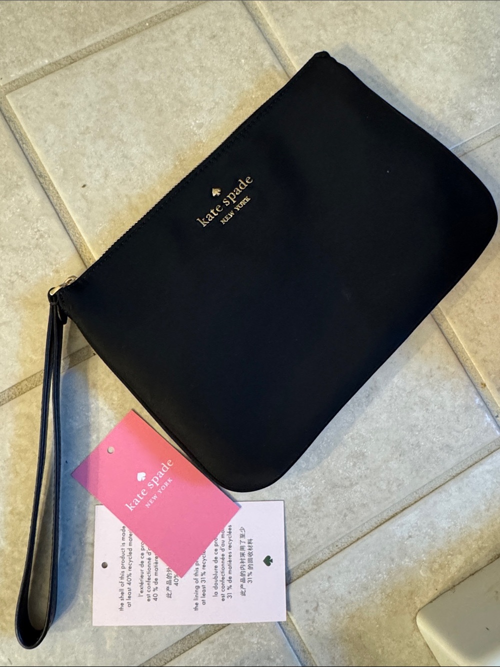 kate spade Chelsea the little better nylo black wristlet